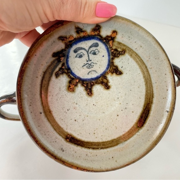 Tonala Sun Motif Cup and Saucer Mexican Pottery set of 2 - Picture 9 of 12